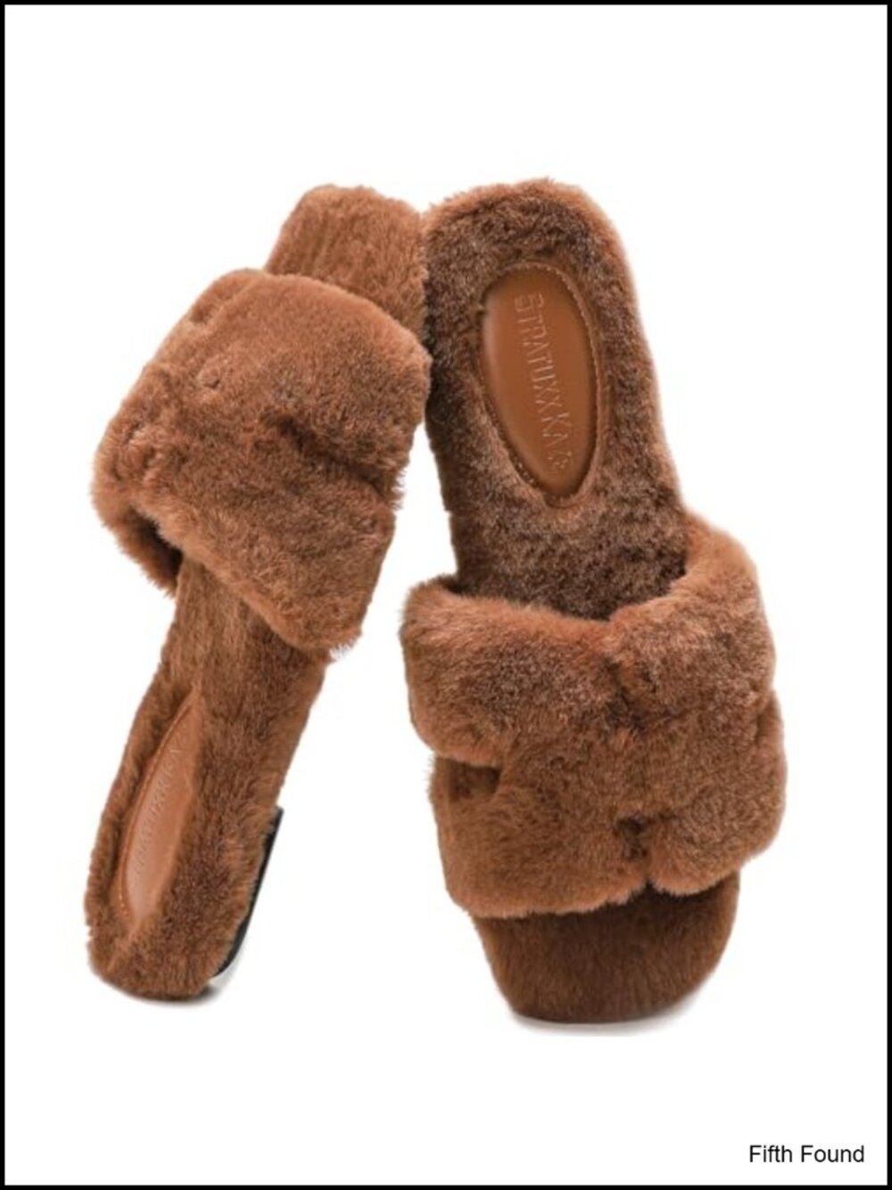 Women's Faux Fur Fuzzy Open Toe Memory Foam House Slippers Slides